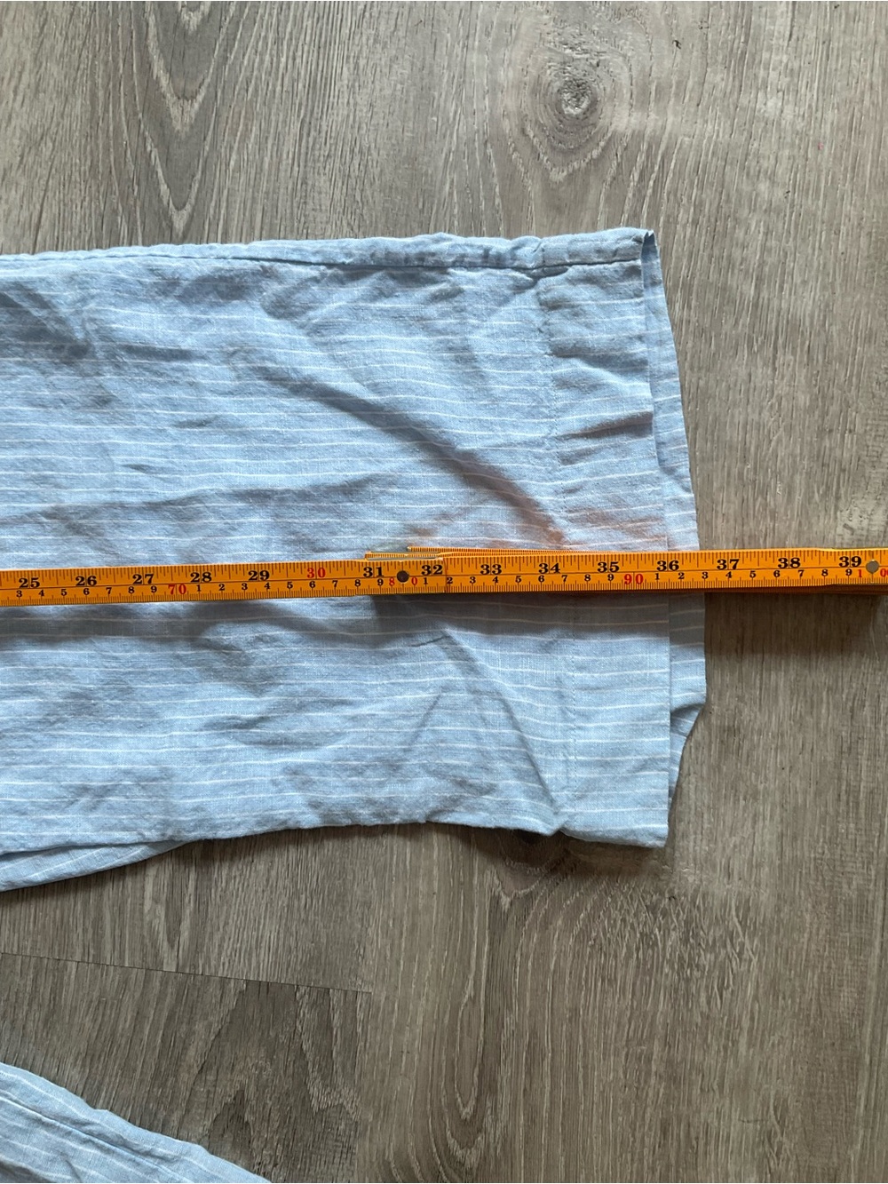 🏖️Everlane 100% European Flax Linen Wide-Leg Drawstring Pants Blue Pinstripe - Picture 6 of 8